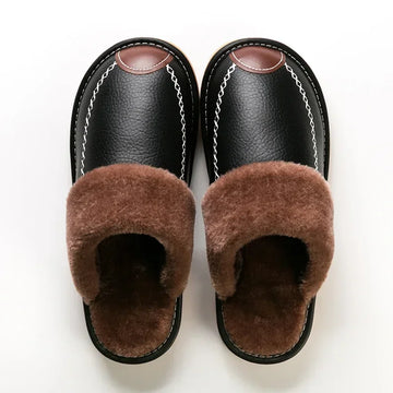 HILTON SHERPA LEATHER SLIPPERS
