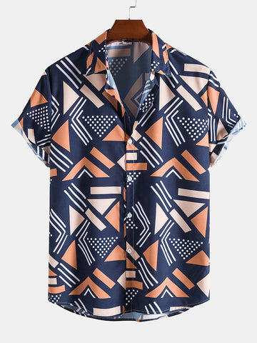 Geometric Print Shirt & Swim Shorts