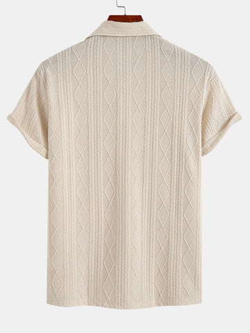 Knitted Geometric Rhombus Jacquard Polo